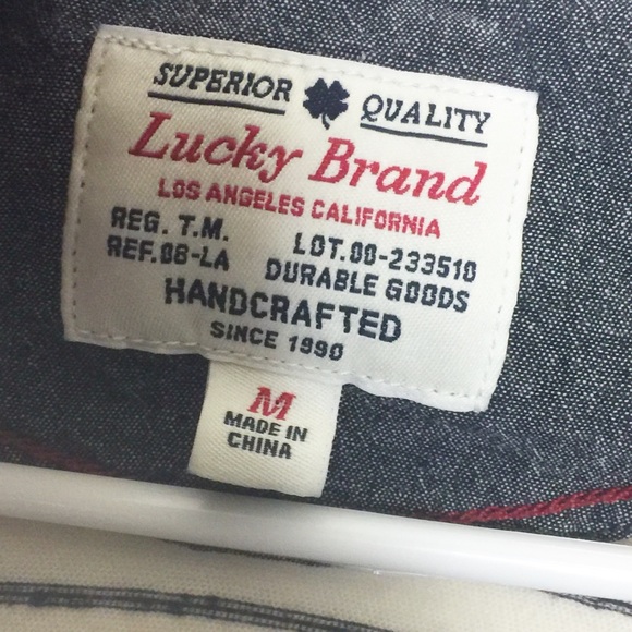 Lucky Brand Black Cream Striped Short Sleeve Shirt - Picture 5 of 6